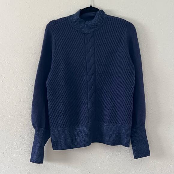 Maeve by Anthropologie Navy Textured Knit Sweater Women’s Size M Cozy Chunky - Picture 1 of 6